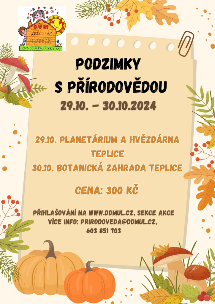 Podzimky s přírodovědou - OBSAZENO, přijímáme náhradníky