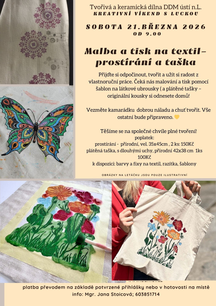 Kreativní víkend - Zdobení textilu - malba a tisk