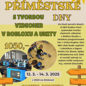 Příměstské jarní dny s TVORBOU VIDEOHER v Robloxu a UNITY