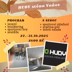 Podzimní prázdniny na Hudy lezecké stěně